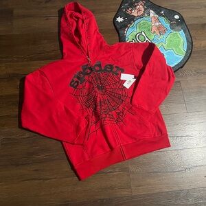Sp5der OG Web Studded Zip Hoodie